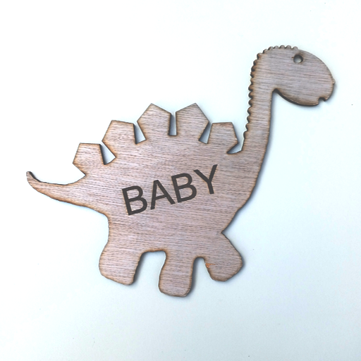 Dino-naambordje-laser-gesneden-en-gegraveerd